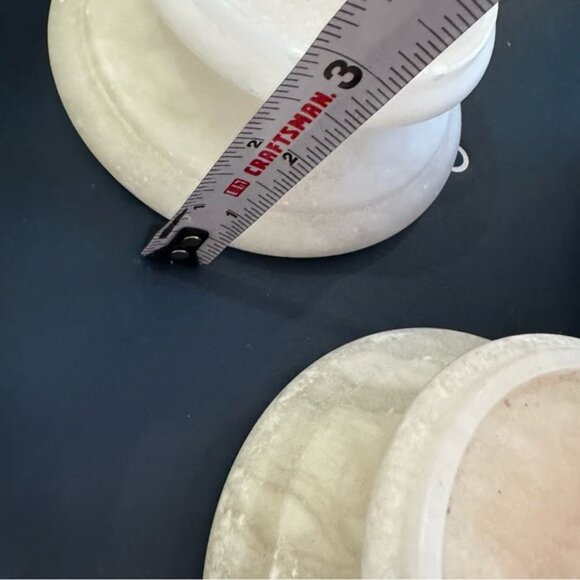 Restoration Hardware White Alabaster Pillar Candle Holders - Set of 2 - Picture 9 of 11